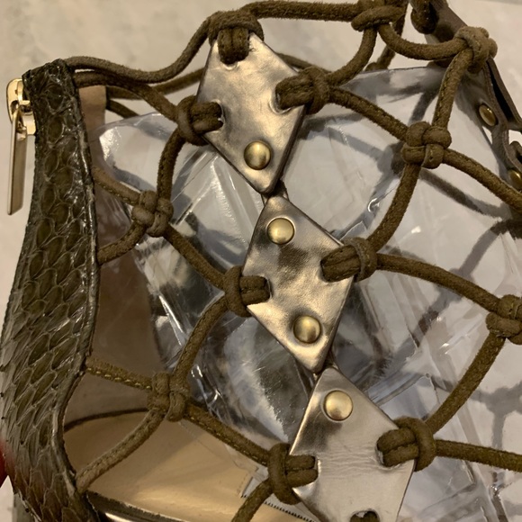 Jimmy Choo Green Snake Skin Block Heeled Sandals Sz 40 - Picture 8 of 9